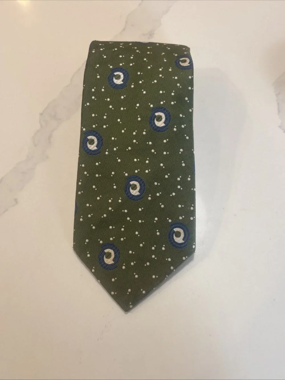 Vintage Liebert Polyester Necktie Tie Green Art Deco Retro Excellent Style